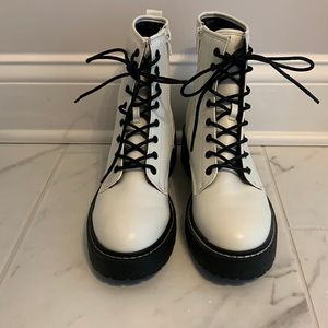 Madden Girl white combat boots. Size 8.5 womens.